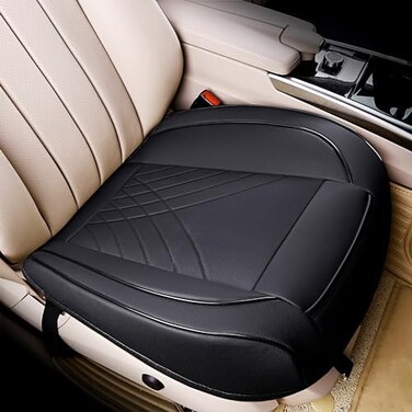 kingphenix Premium PU Car Seat Cover - Front Seat Protector Works with 95% of Vehicles - Padded, Anti-Slip, Full Wrapping Edge - (Dimensions: 21'' x 20. 5''- 1 Piece, Black.