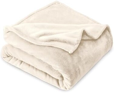 Bare Home Fleece Blanket - Twin/Twin Extra Long Blanket - Vanilla - Lightweight Blanket for Bed, Sofa, Couch, Camping, and Travel - Microplush - Ultra Soft Warm Blanket (Twin/Twin XL, Vanilla.