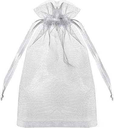 Hongyitime 100PCS Premium Sheer Organza Bags, White Wedding Favor Bags with Drawstring, 4x6 inches Jewelry Gift Bags for Party, Jewelry, Festival, Makeup Organza Favor Bags,net Gift Bags,Drawstring Go