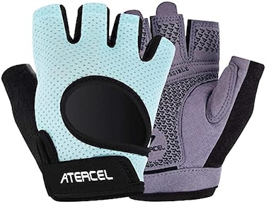 Atercel 2020 Upgraded Workout Gloves, Best Exercise Gloves for Gym, Cycling, Weight Lifting, Breathable, Super Lightweight, for Men and Women (Aqua, M.