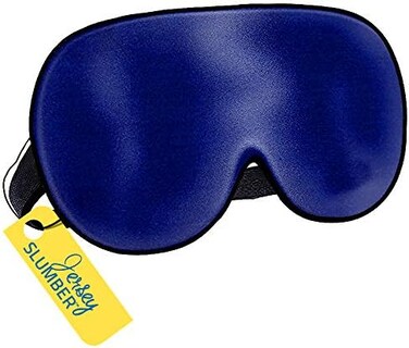 Jersey Slumber Silk Sleep Eye Mask for Men Women, Comfortable Super Soft Eye Mask with Adjustable Strap, 100% Pure Silk, Blocks Light, (Blue, 1 Count (Pack of 1.