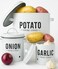 Granrosi Kitchen Vegetable Storage Set for PantryCountertopSet of 3 Kitchen Containers Including Potato Bin, Onion KeeperGarlic Storage; Rustproof MetalAeratic Holes; Farmhouse Style.