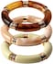 GOOJIDS Simple Beaded Gold Bangles Bracelet Chunky Bamboo Tube Curved Stacking Clear Acrylic Colorful Beads Stretchable Gold Bracelets Set For Women.