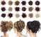 SIADEE Tousled Updo Messy Bun Hair Piece Scrunchies Synthetic Wavy Extension Ponytail with Elastic Rubber Band Hairpiece Updo Extensions Scrunchies Wavy Hair and Ponytail Chignon Instant Ponytail for