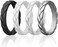 ROQ Silicone Rubber Wedding Rings for Women, Thin Stackable Rubber Silicone Wedding Band, Bridal Jewelry Set, Anniversary Rings, Promise Ring, Flame LeavesLeaves Style, Multi Packs, Multi Colors.