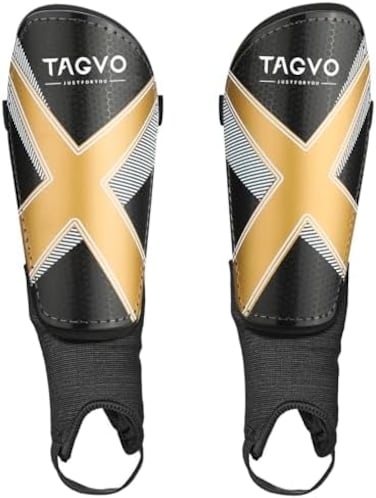 TAGVO Soccer Shin Guards, Kids Soccer Equipment with Ankle Sleeves Protection, Youth Sizes Child Soccer Shin Pads for Boys Girls.
