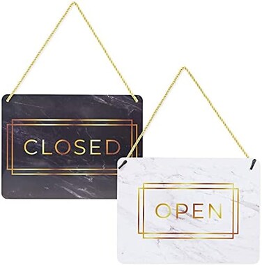 Stockroom Plus Double Sided Open and Closed Sign for Businesses, Marble Print (2 Pack.