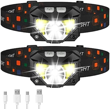 LHKNL Headlamp Flashlight, 1200 Lumen Ultra-Light Bright LED Rechargeable Headlight with White Red Light,2-Pack Waterproof Motion Sensor Head Lamp,8 Mode for Outdoor Camping Running Hiking Fishing.