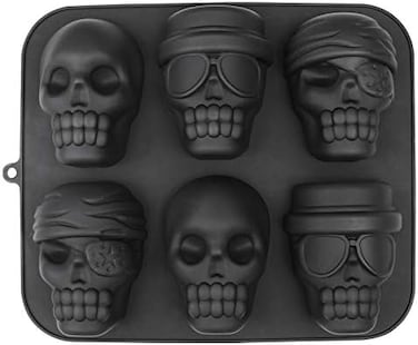Webake Skull Cake Pan Silicone Gelatin Cakelet Mold Skull Pizza Tin Baking Pan.