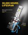 مصابيح أمامية LED من نوع AUXITO H7، 12000 لومن لكل مجموعة، 6500 كلفن أبيض زينون، مصابيح أمامية لاسلكية صغيرة الحجم، عبوة من قطعتين.