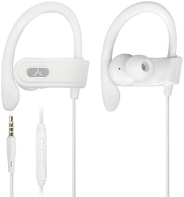 Avantree E171 - Sports Earbuds Wired with Microphone, Sweatproof Wrap Around Earphones with Over Ear Hook, In Ear Running Headphones for Workout Exercise Gym Compatible with Cell Phones - White.