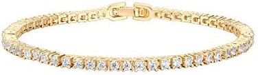PAVOI 14K Gold Plated Cubic Zirconia Classic Tennis BraceletGold Bracelets for Women4mm CZ, Size 6. 5-7. 5 Inch.