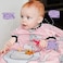 Grabease Allover Waterproof Bib for Self-Feeding Babies and Toddlers 6-24 Mos. &ndash; Baby Bibs with Plate Outline Fully Covers Baby and High Chair &ndash; Safe, Machine Washable Baby Led Weaning Supplies, Blush