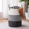 YOUDENOVA Woven Rope Laundry Hamper with Handles, Tall Laundry Basket for Blanket Storage, Heavy Duty Clothes Hamper for Bedroom-58L-Large-Dark Grey.