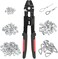 Sanuke Wire Rope Crimping Tool for 3/64 1/16 5/64 inch Aluminum Crimping Loop Sleeves Kit with 160pcs Aluminum Crimping Loop Sleeve and 10pcs Stainless Steel Thimble.