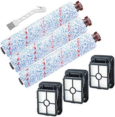 Smilyan Replacement Parts for Bissell CrossWave Vacuum Cleaner, 3 Pack 1868 CrossWave Multi-Surface Brush Rolls3 Pack 1866 replacement Vacuum Filters, Compare to Part 1608683, 160-8683, 1608684.