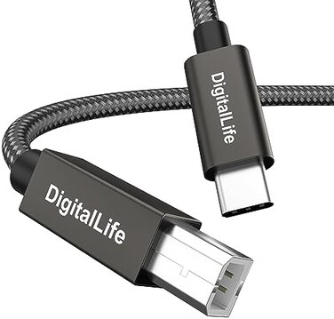 DigitalLife 1. 8m USB-C to Type-B MIDI Interface Cable &ndash; MIDI-CB180-IINylon Braided, Metal Connectorsfor MIDI ControllersUSB Audio InterfacesWindows, macOS, Linux Compatible.