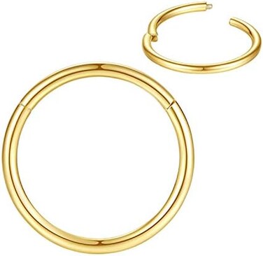 FOLLOWMOON 316L Surgical Steel Nose Rings Hoop Septum Clicker Hinged Segment Ring Lip Ear Piercing Earrings for Cartilage Helix Tragus Conch Rook 20g 18g 16g 14g 12g 10g 8g,Inner Diameter 5mm to 22mm.