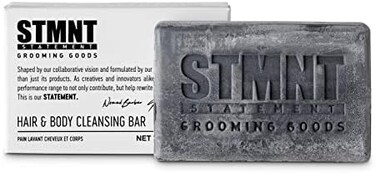 STMNT Grooming Goods HairBody Cleansing Bar, 4. 4 ozSLS/SLES Sulfates FreeMoisturizing Formula w/Activated CharcoalTravel Friendly.