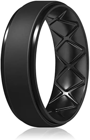 Egnaro Inner Arc Ergonomic Breathable Design, Silicone Rings Mens with Half Sizes, 7 Rings / 4 Rings / 1 Ring Rubber Wedding Bands, 8. 5mm Wide-2mm Thick.