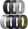Egnaro Inner Arc Ergonomic Breathable Design, Silicone Rings Mens with Half Sizes, 7 Rings / 4 Rings / 1 Ring Rubber Wedding Bands, 8. 5mm Wide-2mm Thick.