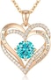 CDE Forever Love Heart Women Necklace 925 Sterling Silver Rose Gold Plated Birthstone Pendant Necklaces for Women with Cubic Jewelry Gifts Birthday Gift for Mom Women Wife Girls Her, Cubic Zirconia,.