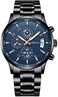 CRRJU Brand Men's Business Casual Chronograph Quartz Waterproof Wristwatch Black Stainless Steel Strap.