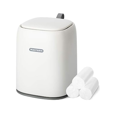 XCX Mini Countertop Trash Can with 3 Rolls of Trash Bags, Waste Can with Press Type Lid, 1. 5 L / 0. 40 Gal Wastebasket Dispenser, Bin for Coffee Table, Bathroom Vanity Top (White.
