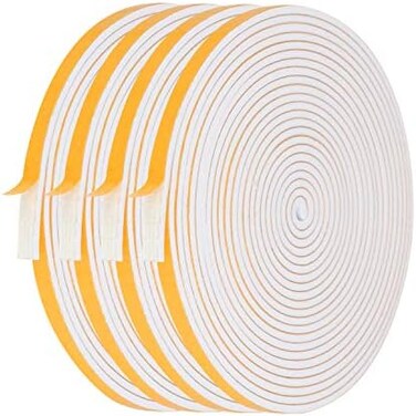 Futuwi Foam Weather Stripping-4 Rolls, 1/4 Inch Wide X 1/8 Inch Thick Total 52 Feet Long, Adhesive Door Weatherstrip Foam Insulation for Windows(13ft x 4 Rolls.