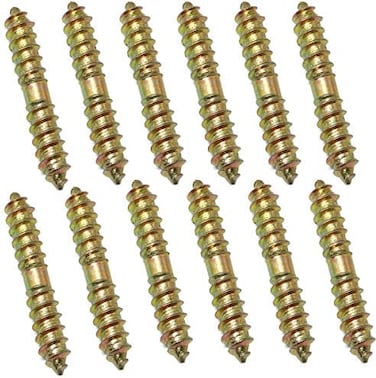 PZRT 12pcs 6x40MM Dowel Screw Zinc Plated Iron Double Ended Screw Self Tapping Furniture Screw.