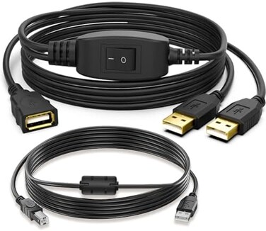 Herfair USB Splitter 1 in 2 Out Switch for Two Computers Connected One Printer USB-B Male to Dual USB Male Adapter Cable for Printer Scanner Fax Machine (5ft, One Side Working at A Time.