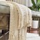 CREVENT Home Decor Farmhouse Couch Sofa Chair Bed Throw Blanket, Soft Warm Cozy Light Weight for Travelling (127X152CM Beige/Ivory.