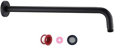 CANRAY Matt Black 16 Inch Shower Extension Arm, Rainfall Shower Head Arm with Flange, Stainless Steel.