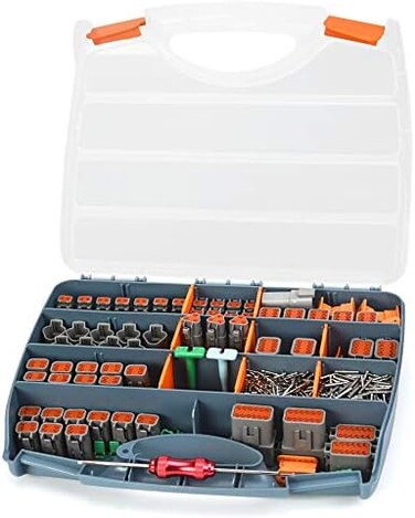 IWISS Deutsch DT Connector Kit in 2,3,4,6,8,12 Pin Way, IP67 Rated Gray Waterproof Housing, Deutsch Size 16 Solid Contacts, DT Connector Removal Tool, Automotive Electrical Connectors 519 Pieces.