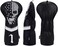 caiobob mytag Golf Skull Skeleton Head Cover Golf Club Black Leather Headcovers Set Fits Driver Fairway Wood Hybrid Utility Putter Iron Wedge Headcover.