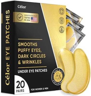 C&Eacute;LOR C&Atilde;&permil;LOR Under Eye Patches (20 Pairs- Golden Under Eye Mask Amino AcidCollagen, Under Eye Mask for Face, Dark Circles and Puffiness, BeautyPersonal Care.