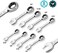 DURATECH Stubby Ratcheting Combination Wrench Set, SAE, 8-Piece, 5/16'' to 3/4'', CR-V Steel, with Rolling Pouch.