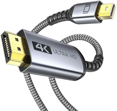 Warrky 4K Mini DisplayPort to HDMI Cable [4K 30Hz, Aluminum Shell, Nylon Braided] UHD Thunderbolt to HDMI Cable, Mini DP to HDMI 6. 6ft, Compatible for MacBook Air/Pro, Surface Pro, iMac Series, XPS.
