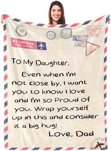 UFOORO Mother's Day and Birthday Gifts for Daughter - Throw Blanket from Dad, Adult Daughter Gift 55"X70".