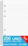 Nokingo 200 Sheets A6 Lined Paper for Filofax Personal Binder Planner, White 100gsm Ruled Pages, 6 Hole Punched, 3. 75 x 6. 75 Inch.