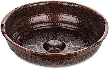 حوض حمام تركي تقليدي من أليسفيرستيم بنقوش أصلية (440 غرام (15.50 أونصة) مصنوع من الزنك (قطر 7.87 بوصة (نحاس عتيق).