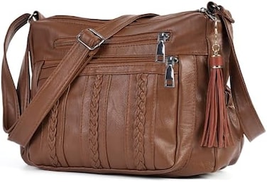 ELDA Purses for Women Pocketbooks Soft PU Leather Ladies Crossbody Purse Multi Pocket Shoulder Bag.