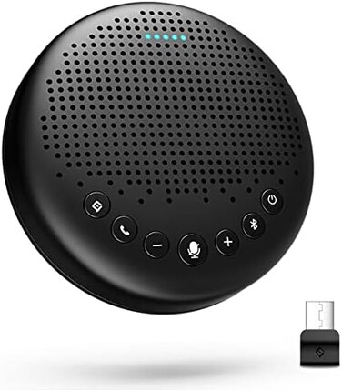 EMEET Conference Speaker and Microphone Luna 360 Voice Pickup w/Noise Reduction/Mute/Indicator USB Bluetooth Speakerphone w/Dongle for 8 People Daisy Chain for 16 Compatible with Leading Software.
