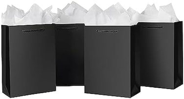 SHIPKEY 10 Pack Small Gift Bags6x2. 5x8 Inches Black Gift Bag, Paper Bags for Men, Wedding Party Favor Bag for Birthdays (15x6x20cm.