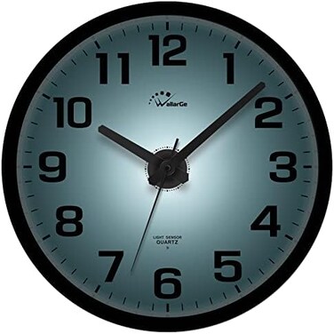 WallarGe Night Light Wall Clock for Bedroom - Silent Luminous Big Wall Clock Glow in The Dark, Battery Operated for Living Room/Kitchen, Easy to Read Large Digital Display, 12 Inch.
