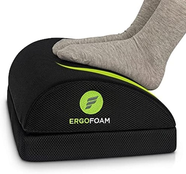 ErgoFoam Adjustable Foot Rest for Added Height - Mesh Orthopedic Teardrop Design - Large Premium Under Desk Foot Rest - Most Comfortable for Lumbar, Back, Knee Pain (Black.