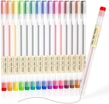 Shuttle Art Gel Ink Ball Point Pens, 15 Colors Japanese Style Pens, 0. 38mm Extra-Fine Ballpoint Pens for Home, School and Office.
