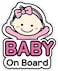 GEEKBEAR Baby on Board Sticker for Cars (02. Basic Girl.