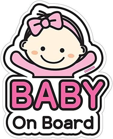 GEEKBEAR Baby on Board Sticker for Cars (02. Basic Girl.