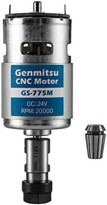 Genmitsu GS-775M 20000RPM 775 CNC Spindle Motor with 5mm ER11 Collet Set, CNC 3018 Upgraded Accessories, DC 24V, High Power, Noise Suppression, Electrical DC Motor for 3018 CNC Router Machine.